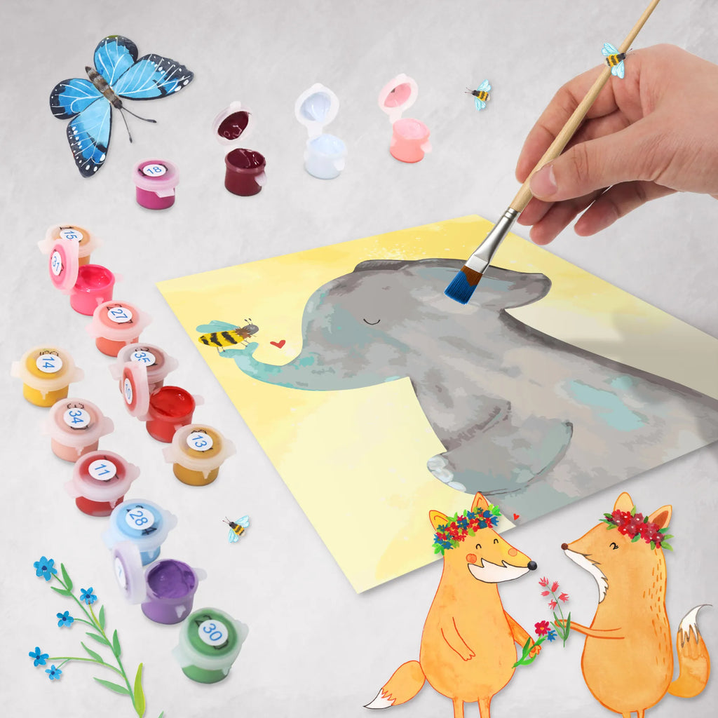 Paint by Numbers cut off elephant bee Motiv small animals, cute, funny, cute animal motives, hand drawn, small world, funny sayings, good mood, happy, gifts, gift ideas, special gifts, animal lover, card, love gift, proof of love, elephant, love saying, bee, marriage proposal, anniversary, love, wedding gift
