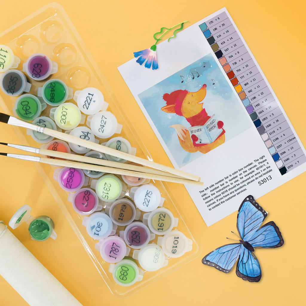 Paint by Numbers cut off Fox Singer Motiv malset, Malen nach Zahlen, kreativ set, diy set, leinwand malset, malen nach zahlen set, zahlenbilder, Wintermotiv, Winter, Heiligabend, Weihnachten, Advent, Nikolaus, Weihnachtsdeko, Singen, Sänger, Füchse, Weihnachtslieder, Geschenk Sänger, Fuchs