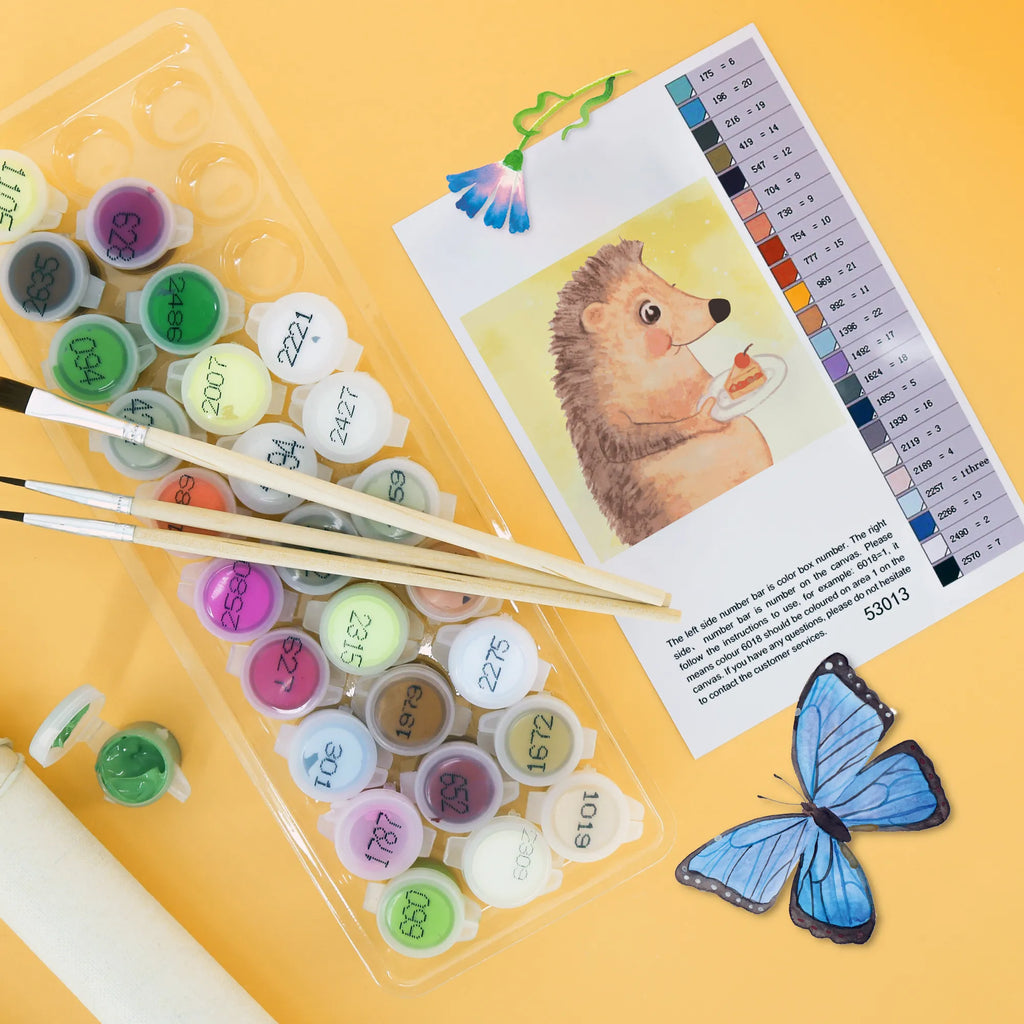 Paint by Numbers cut off Hedgehog piece of cake Motiv Baseln, Bastelidee, DIY, Ausmalbild, Malen, Kunstwerk, Kreativität, Malen nach Zahlen, Künstler, Tiermotive, Gute Laune, lustige Sprüche, Tiere, Kuchen backen, Geburtstagskuchen, Einladung Party, Torte, Essen Spruch, Kuchen, Igel, Backen Geschenk