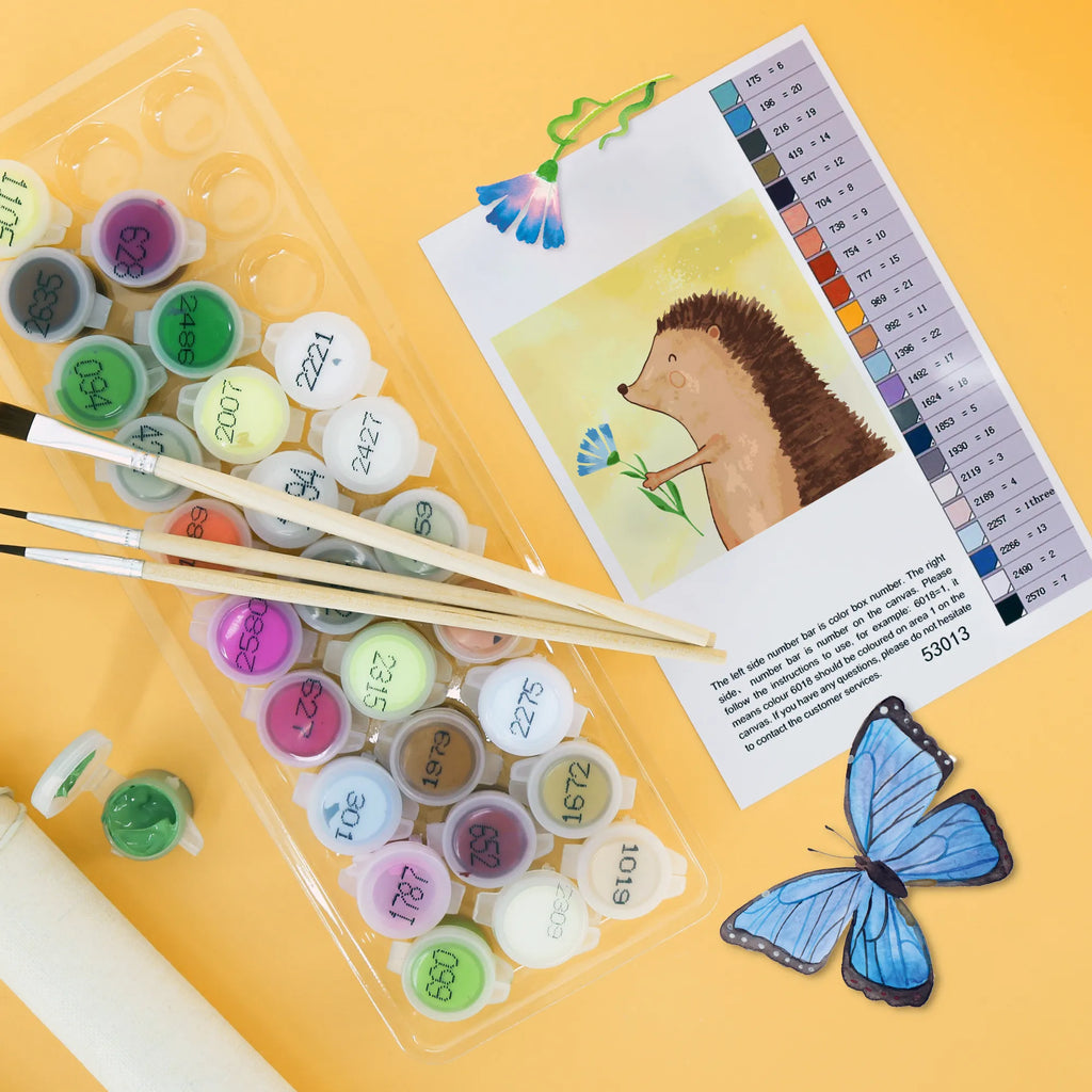 Malen nach Zahlen Igel Blumen Motiv zahlenbilder, leinwand malset, malen nach zahlen set, kreativ set, Malen nach Zahlen, diy set, malset, Gute Laune, Lustige Sprüche, Tiermotive, Tiere, Krankenhaus, Gute Besserung, Besuch, krank, Igel, Genesungswünsche, Krankheit