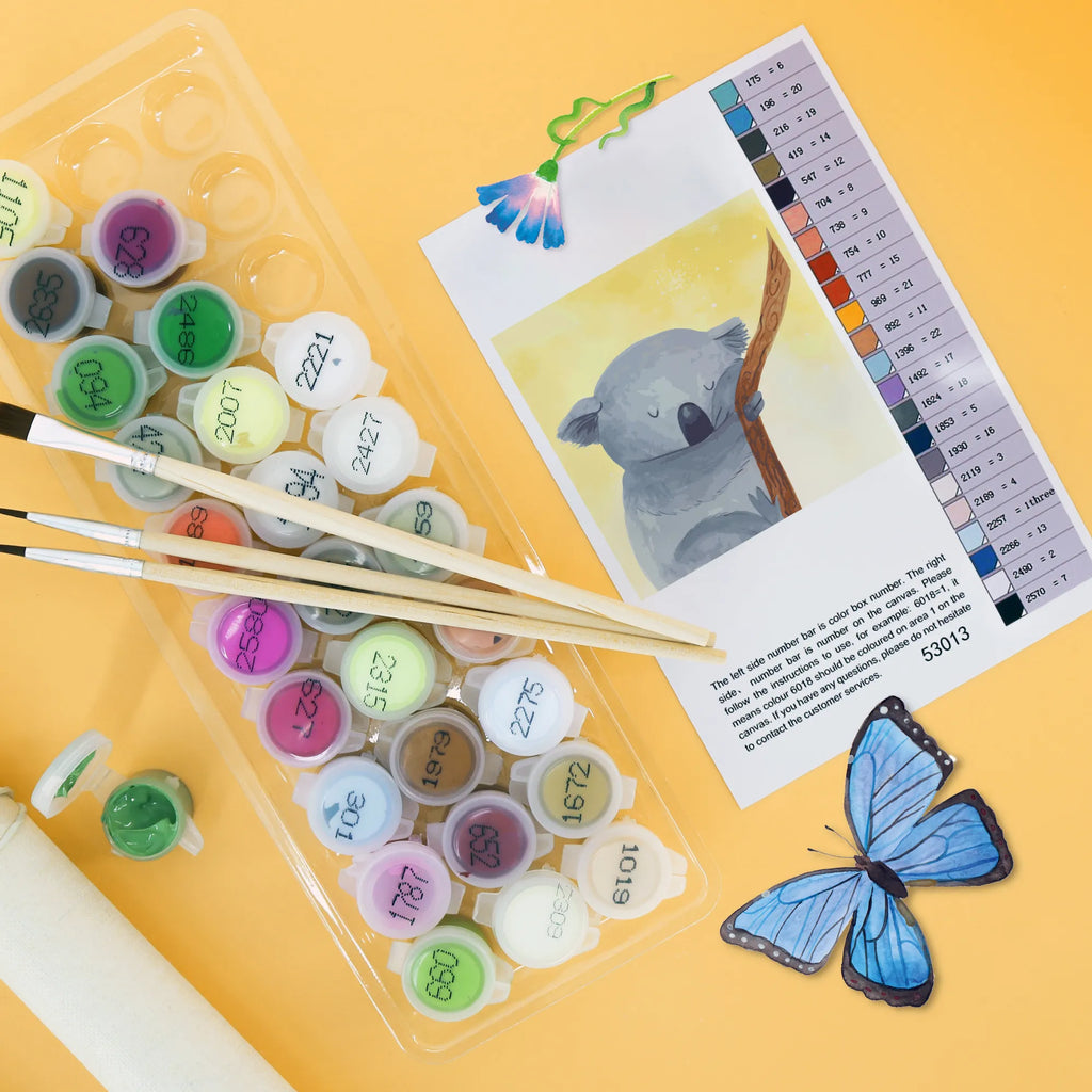 Malowanie według numerów odcięty Koala Motiv Baseln, Kunstwerk, Malen nach Zahlen, Malen, Kreativität, Bastelidee, Ausmalbild, Künstler, DIY, Tiermotive, Gute Laune, lustige Sprüche, Tiere, Bär, Koala, Traum, träumen, Koalabär, Traumland, schlafen, Schlafzimmer