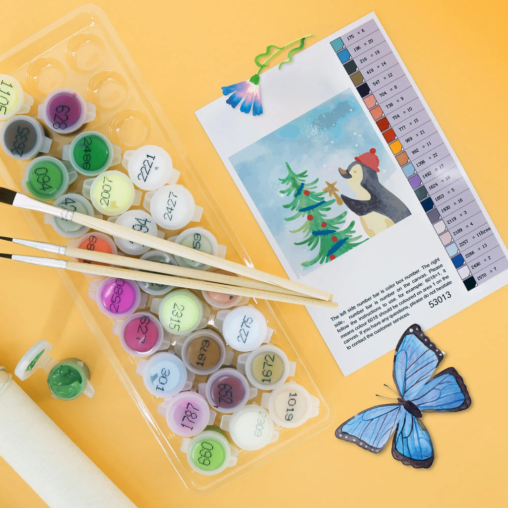 Malowanie według numerów odcięty Pingwin choinka Motiv Künstler, Baseln, Kreativität, Malen nach Zahlen, Kunstwerk, Bastelidee, DIY, Malen, Ausmalbild, Winter, Weihnachten, Weihnachtsdeko, Nikolaus, Advent, Heiligabend, Wintermotiv, Pinguin