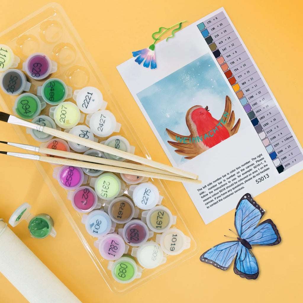 Malowanie według numerów odcięty rudzik Boże Narodzenie Motiv Malen, DIY, Kreativität, Künstler, Bastelidee, Baseln, Malen nach Zahlen, Kunstwerk, Ausmalbild, Winter, Weihnachten, Weihnachtsdeko, Nikolaus, Advent, Heiligabend, Wintermotiv, Weihnachtsgruß, Weihnachtsmotiv, xmas, Vogel, Frohe Weihnachten