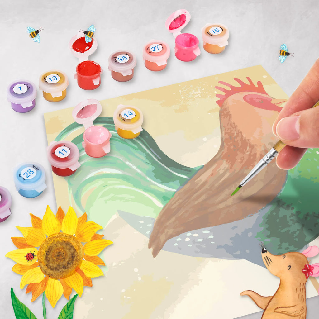 Malowanie według numerów odcięty kogut ziarno Motiv Malen nach Zahlen, Baseln, DIY, Bastelidee, Kreativität, Künstler, Ausmalbild, Kunstwerk, Malen, Bauernhof, Hoftiere, Landwirt, Landwirtin, Korn, Eier, Natur, Hahn, Henne