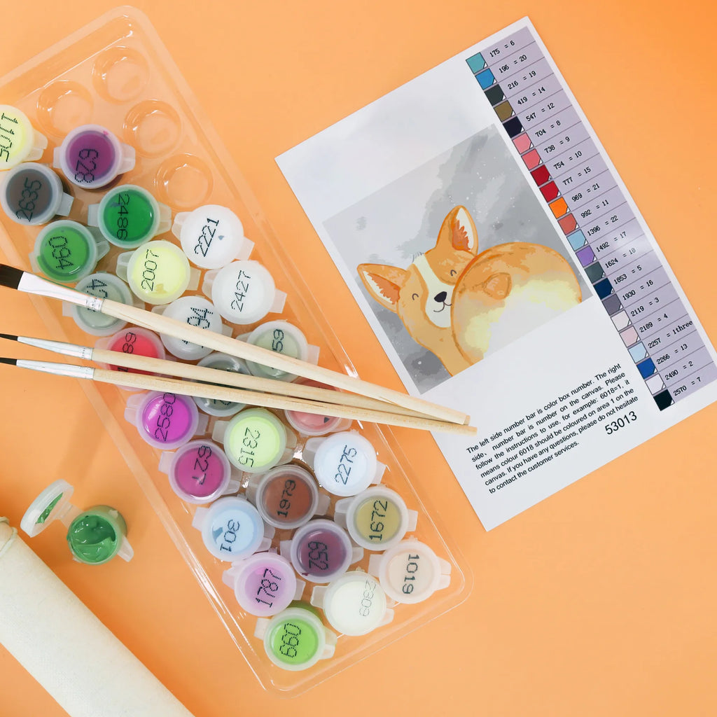 Malowanie według numerów odcięty Corgi tyłek Motiv Kunstwerk, Ausmalbild, Malen nach Zahlen, Hund, Hundemotiv, Haustier, Hunderasse, Tierliebhaber, Hundebesitzer, Sprüche, Hundeliebe, Selbstliebe, Motivation, Spruch, Corgie