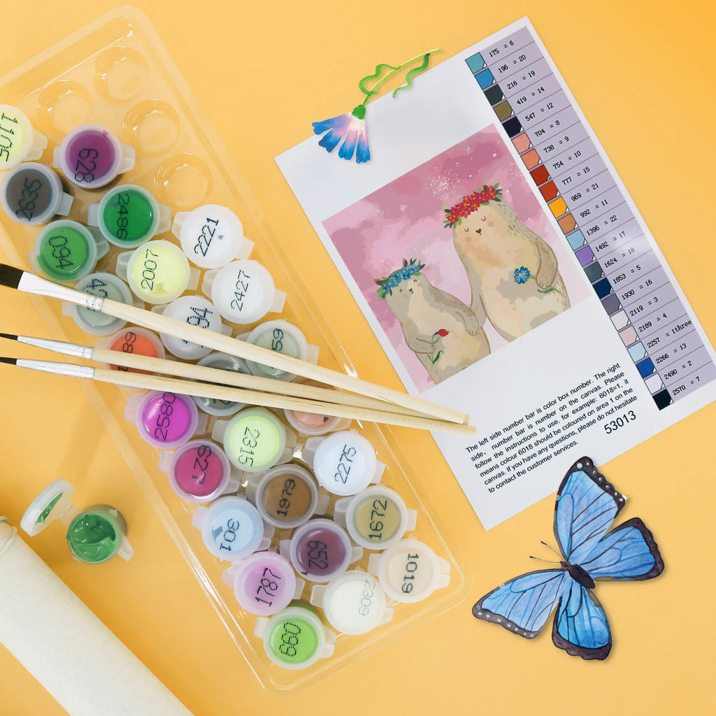 Malen nach Zahlen Bären mit Blumenkranz Motiv DIY, Malen, Ausmalbild, Künstler, Baseln, Kreativität, Malen nach Zahlen, Kunstwerk, Bastelidee, Familie, Vatertag, Muttertag, Bruder, Schwester, Mama, Papa, Oma, Opa, Tochter, weltbeste Mama, Bären, Kind, Lieblingsmama, Mutti, Lieblingsmensch, Töchter, beste Mutter, Kinder, Geschenk Mama. Muttertag, Vorbild, Mami, Bär, Mutter, Family