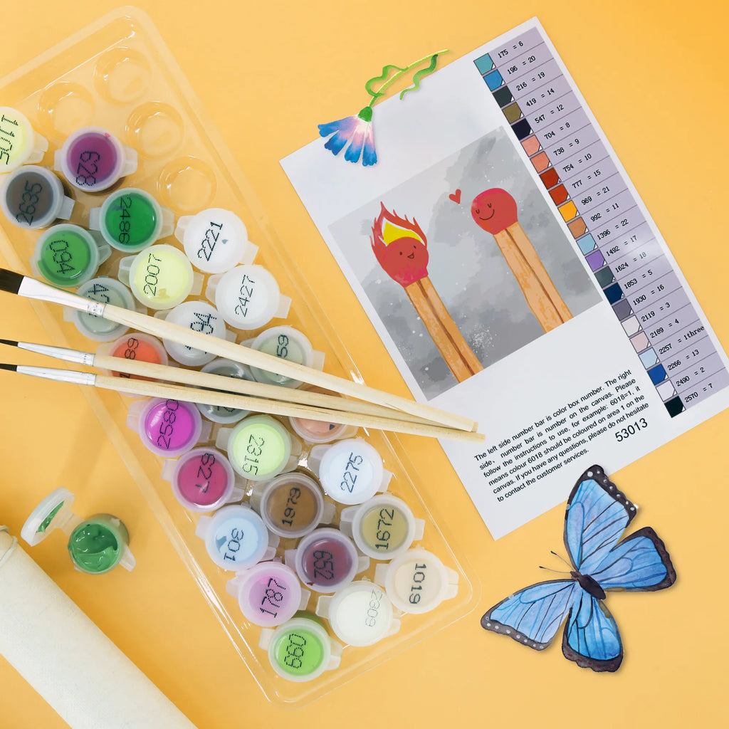 Malowanie według numerów odcięty Zapałki Motiv Kunstwerk, Kreativität, DIY, Künstler, Bastelidee, Baseln, Malen, Malen nach Zahlen, Ausmalbild, Liebe, Partner, Freund, Freundin, Ehemann, Ehefrau, Heiraten, Verlobung, Heiratsantrag, Liebesgeschenk, Jahrestag, Hocheitstag, Streichhölzer