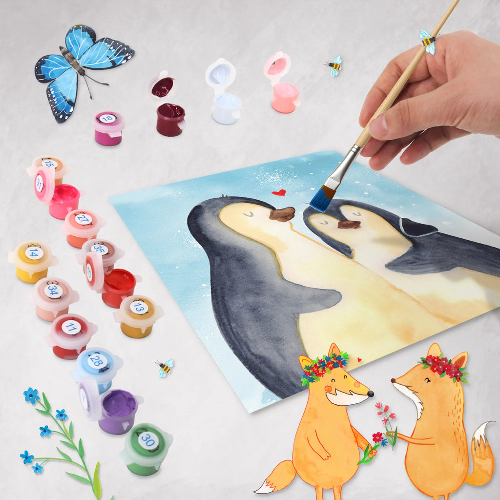 Paint by Numbers cut off Penguin embrace Motiv Kunstwerk, Malen nach Zahlen, Ausmalbild, Pinguin, Liebesgeschenk, Liebesbeweis, Jahrestag, Hochzeit, Hochzeitsgeschenk, Liebespaar, Liebe, Verlobung, Hochzeitstag