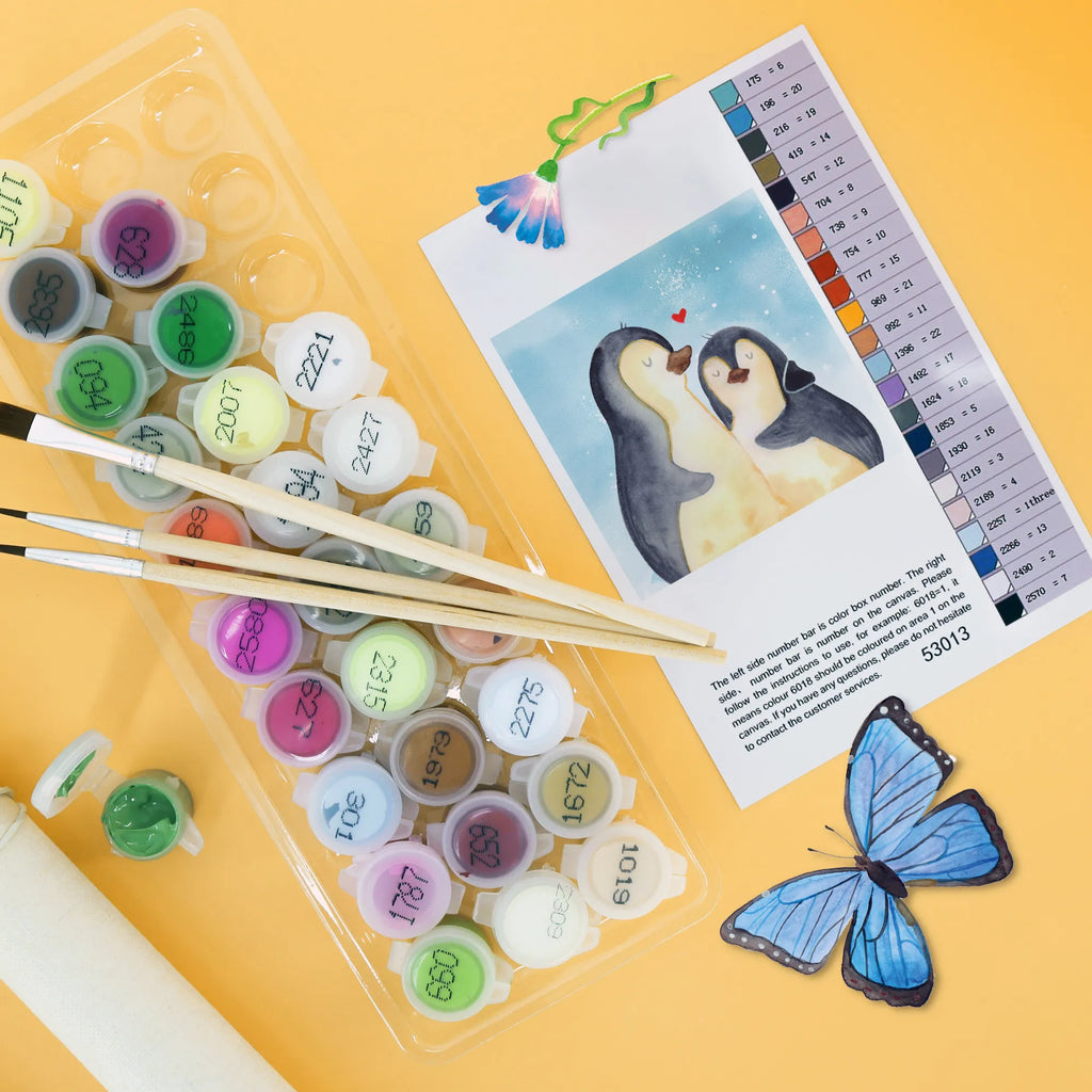 Paint by Numbers cut off Penguin embrace Motiv Kunstwerk, Malen nach Zahlen, Ausmalbild, Pinguin, Liebesgeschenk, Liebesbeweis, Jahrestag, Hochzeit, Hochzeitsgeschenk, Liebespaar, Liebe, Verlobung, Hochzeitstag