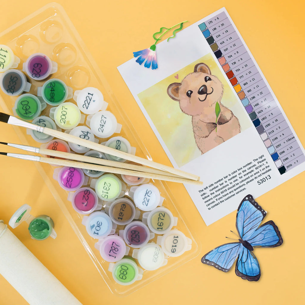 Paint by Numbers cut off Quokka Happy Motiv small animals, cute, funny, cute animal motives, hand drawn, small world, funny sayings, good mood, happy, gifts, gift ideas, special gifts, animal lover, card