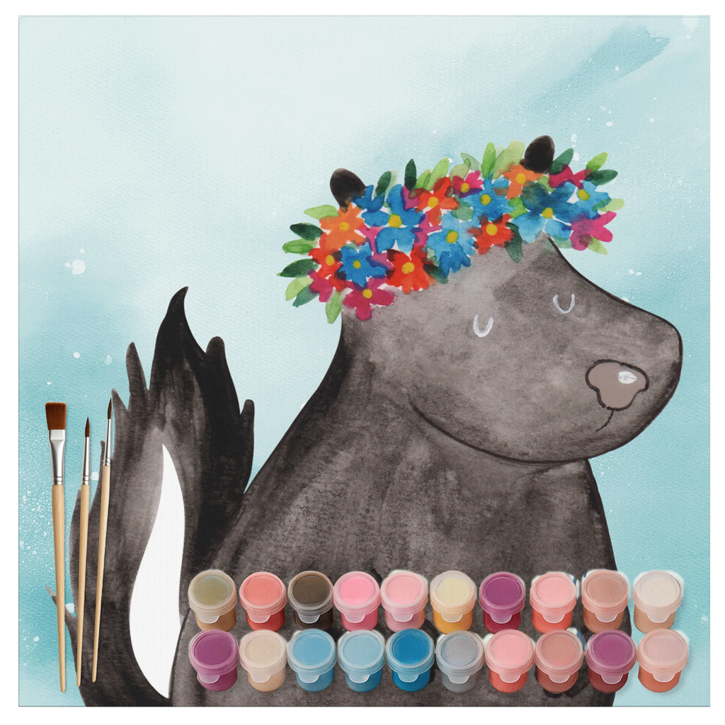 Malowanie według numerów odcięty skunks dziewczynka Motiv leinwand malset, zahlenbilder, malen nach zahlen set, kreativ set, diy set, Malen nach Zahlen, malset, Skunk, Stinktier, Yoga, Stinki, Raubtier, Stinker, Wildtier, Namaste