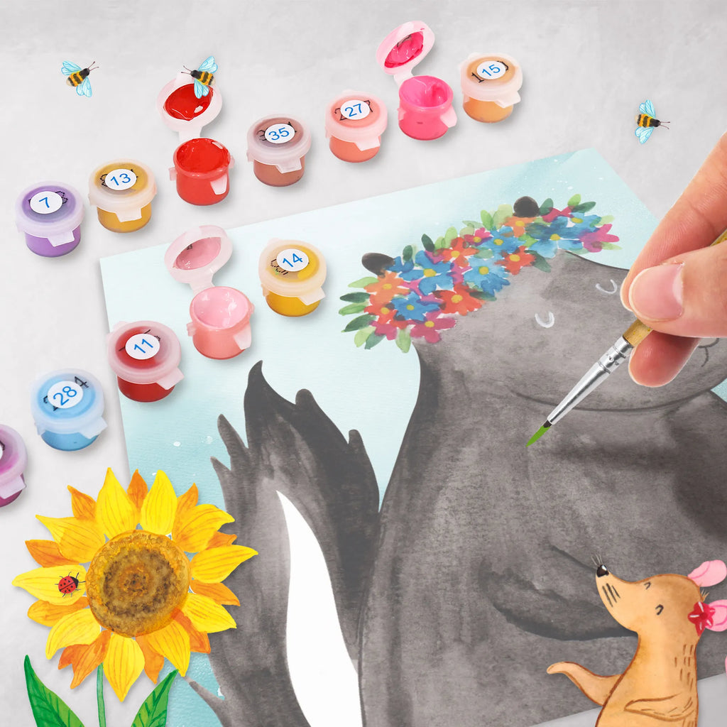 Malowanie według numerów odcięty skunks dziewczynka Motiv leinwand malset, zahlenbilder, malen nach zahlen set, kreativ set, diy set, Malen nach Zahlen, malset, Skunk, Stinktier, Yoga, Stinki, Raubtier, Stinker, Wildtier, Namaste