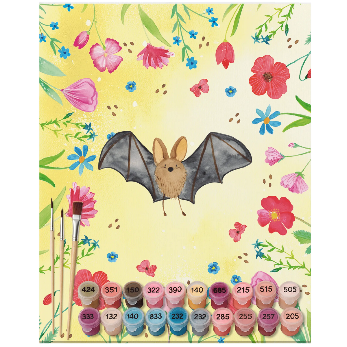 Paint by Numbers bat wing small animals, cute, funny, cute animal motives, hand drawn, small world, funny sayings, good mood, happy, gifts, gift ideas, special gifts, animal lover, card