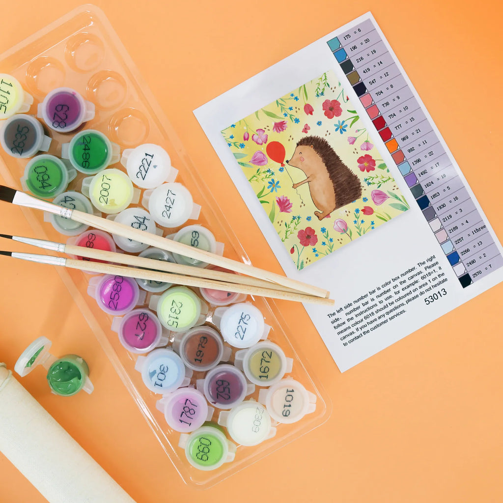 Paint by Numbers Hedgehog balloon small animals, cute, funny, cute animal motives, hand drawn, small world, funny sayings, good mood, happy, gifts, gift ideas, special gifts, animal lover, card, Happy Birthday, Birthday Child, hedgehog, Birthday, Balloon