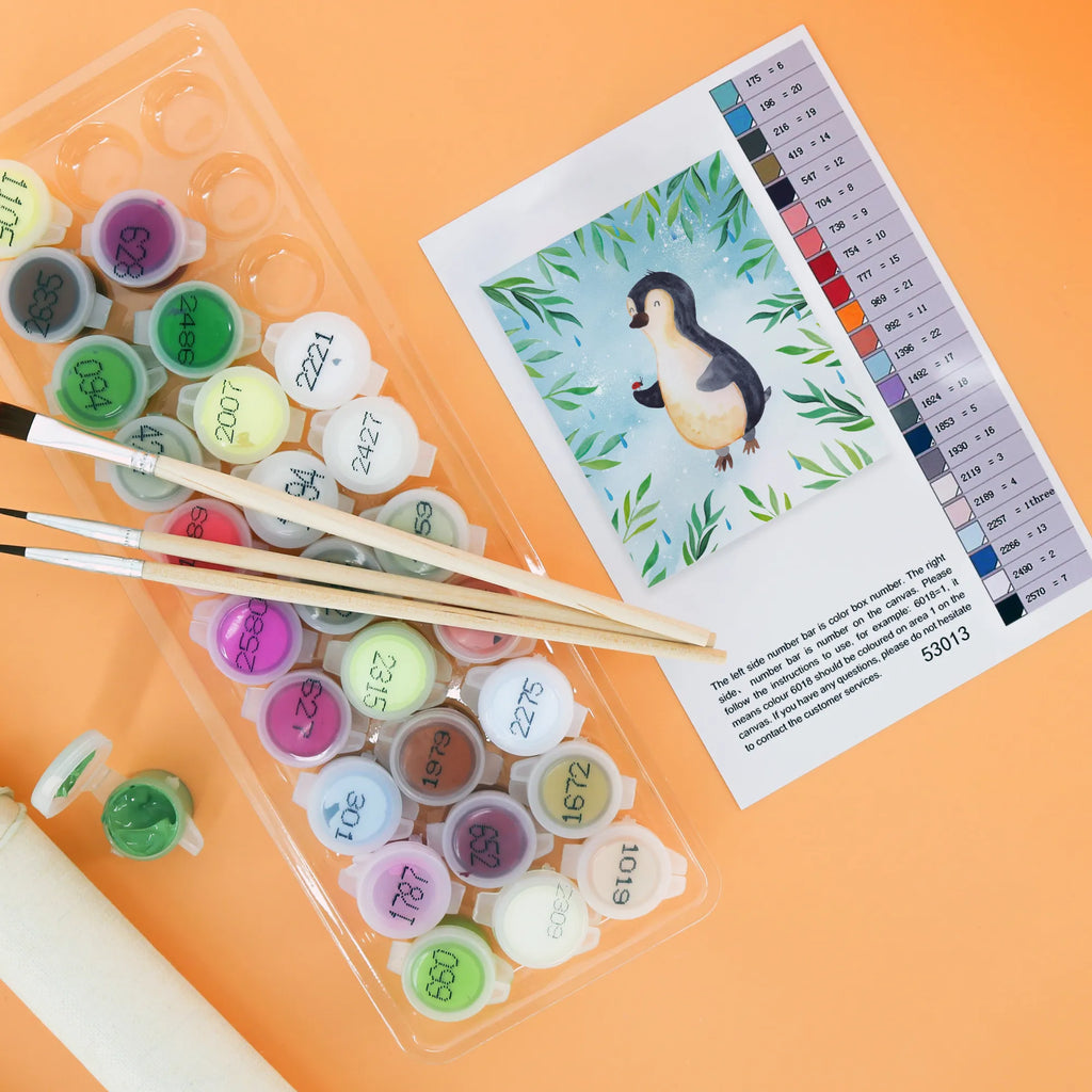 Malen nach Zahlen Pinguin Marienkäfer Baseln, Malen, DIY, Kreativität, Malen nach Zahlen, Ausmalbild, Bastelidee, Kunstwerk, Künstler, Pinguin, Wunder, Freude, Marienkäfer, Glück, Lebensfreude, Pinguine, Liebe