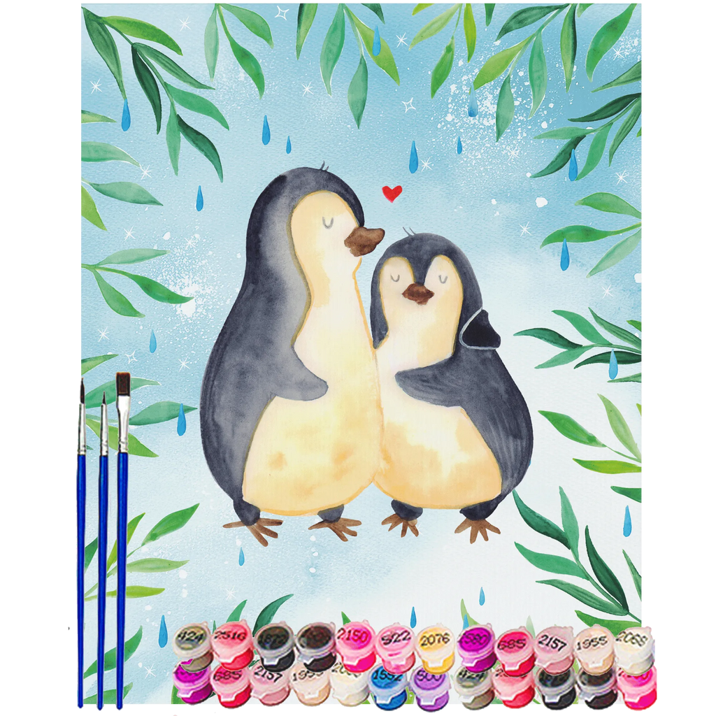 Paint by Numbers Penguin embrace DIY, Malen, Künstler, Malen nach Zahlen, Kreativität, Kunstwerk, Baseln, Bastelidee, Ausmalbild, Pinguin, Liebesbeweis, Verlobung, Liebesgeschenk, Hochzeit, Liebespaar, Liebe, Hochzeitstag, Hochzeitsgeschenk, Jahrestag