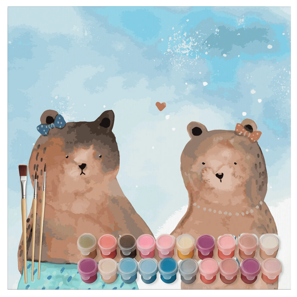 Malowanie według numerów odcięty Niedźwiedź przyjaciółka Motiv Künstler, Malen, Malen nach Zahlen, Baseln, Kunstwerk, Kreativität, Bastelidee, DIY, Ausmalbild, Bär, Teddy, Teddybär, Bär Freundin Beste Freund Liebe Liebesbeweis Verliebt Kumpel Kumpeliene