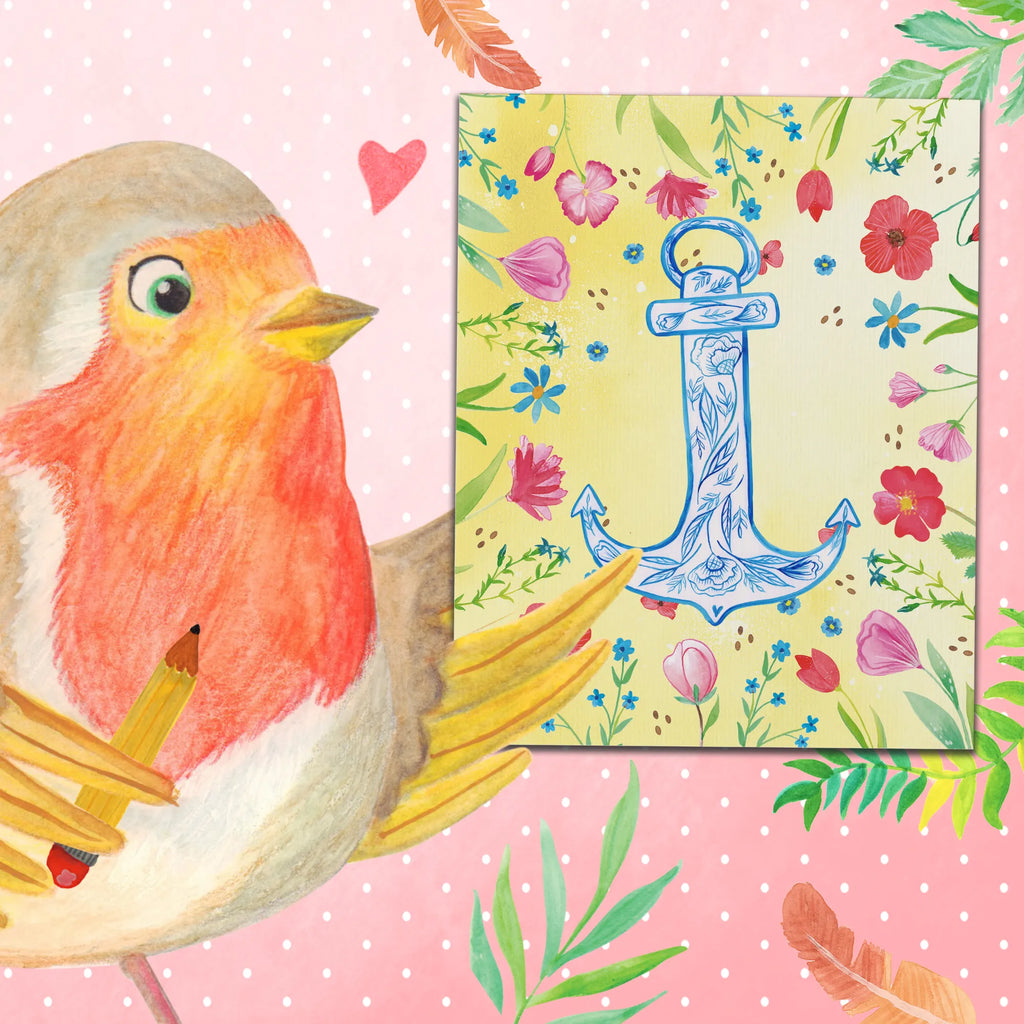 Paint by Numbers anchor Blue small animals, cute, funny, cute animal motives, hand drawn, small world, funny sayings, good mood, happy, gifts, gift ideas, special gifts, animal lover, card