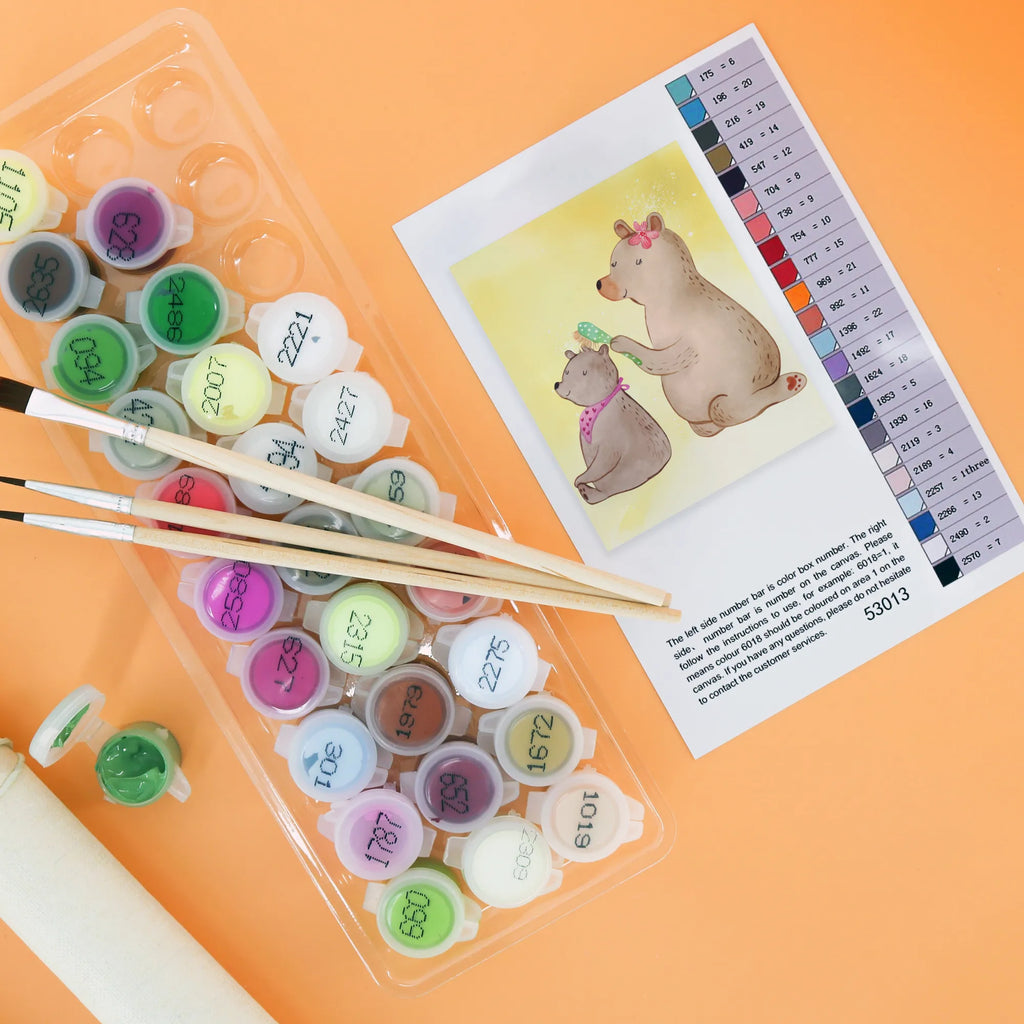 Malowanie według numerów niedźwiedź dziecko Kunstwerk, Malen nach Zahlen, Ausmalbild, Familie, Vatertag, Muttertag, Bruder, Schwester, Mama, Papa, Oma, Opa, Mutter, Mutti, Geschenk