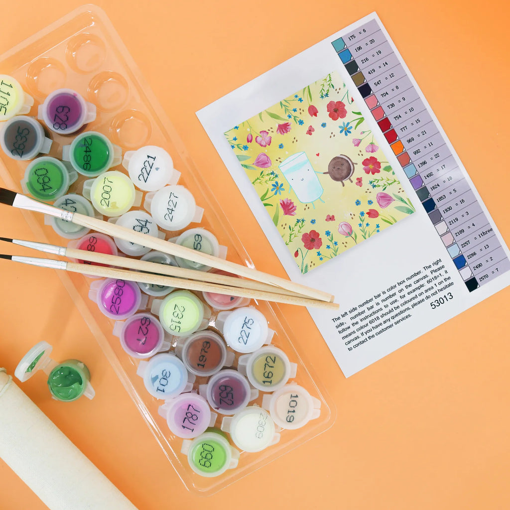 Malowanie według numerów mleko ciastko Baseln, Künstler, Kunstwerk, Kreativität, Malen, DIY, Ausmalbild, Bastelidee, Malen nach Zahlen, Tiermotive, Gute Laune, lustige Sprüche, Tiere, Kaffee, perfektes Paar, Keks, Milch, Kekse, Einladung Frühstück, Motiv süß, romantisch, Cookie, Milk