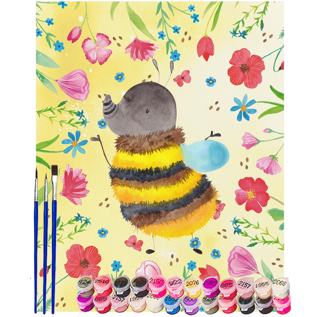 Paint by Numbers bumblebee fluffy small animals, cute, funny, cute animal motives, hand drawn, small world, funny sayings, good mood, happy, gifts, gift ideas, special gifts, animal lover, card, Flower, Bee, Bumblebee, Nature, Fluffy
