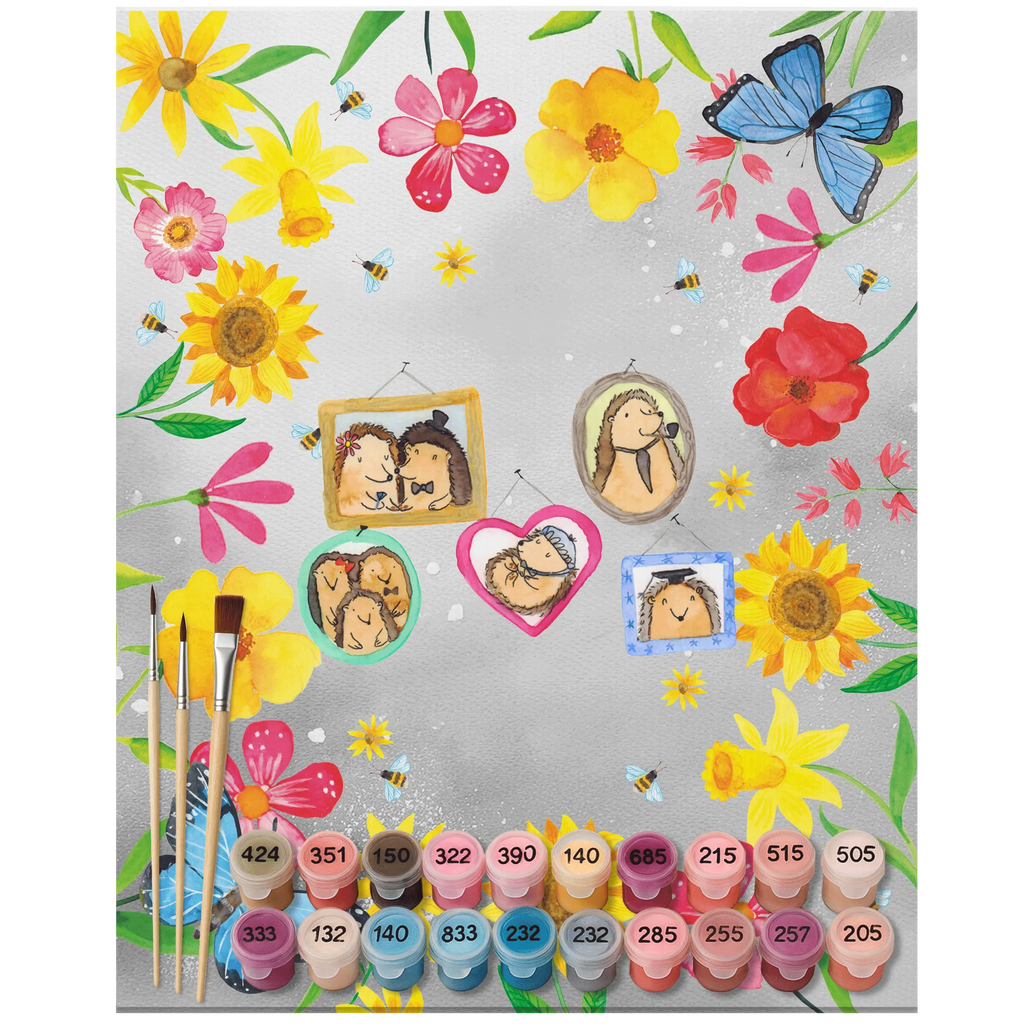 Malowanie według numerów Rodzina jeży Rodzina, Dzień Ojca, Dzień Matki, brat, siostra, mama, tata, babcia, dziadek