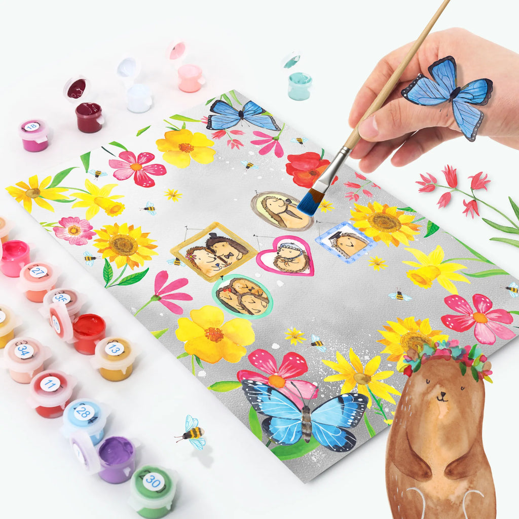 Malowanie według numerów Rodzina jeży Rodzina, Dzień Ojca, Dzień Matki, brat, siostra, mama, tata, babcia, dziadek