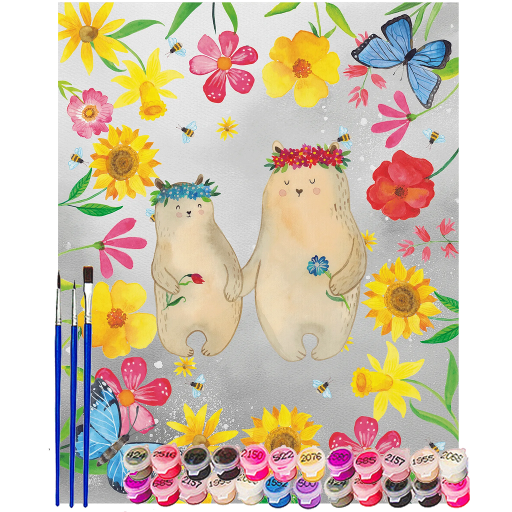 Malowanie według numerów Niedźwiedzie z wianuszkiem Rodzina, Dzień Ojca, Dzień Matki, brat, siostra, mama, tata, babcia, dziadek