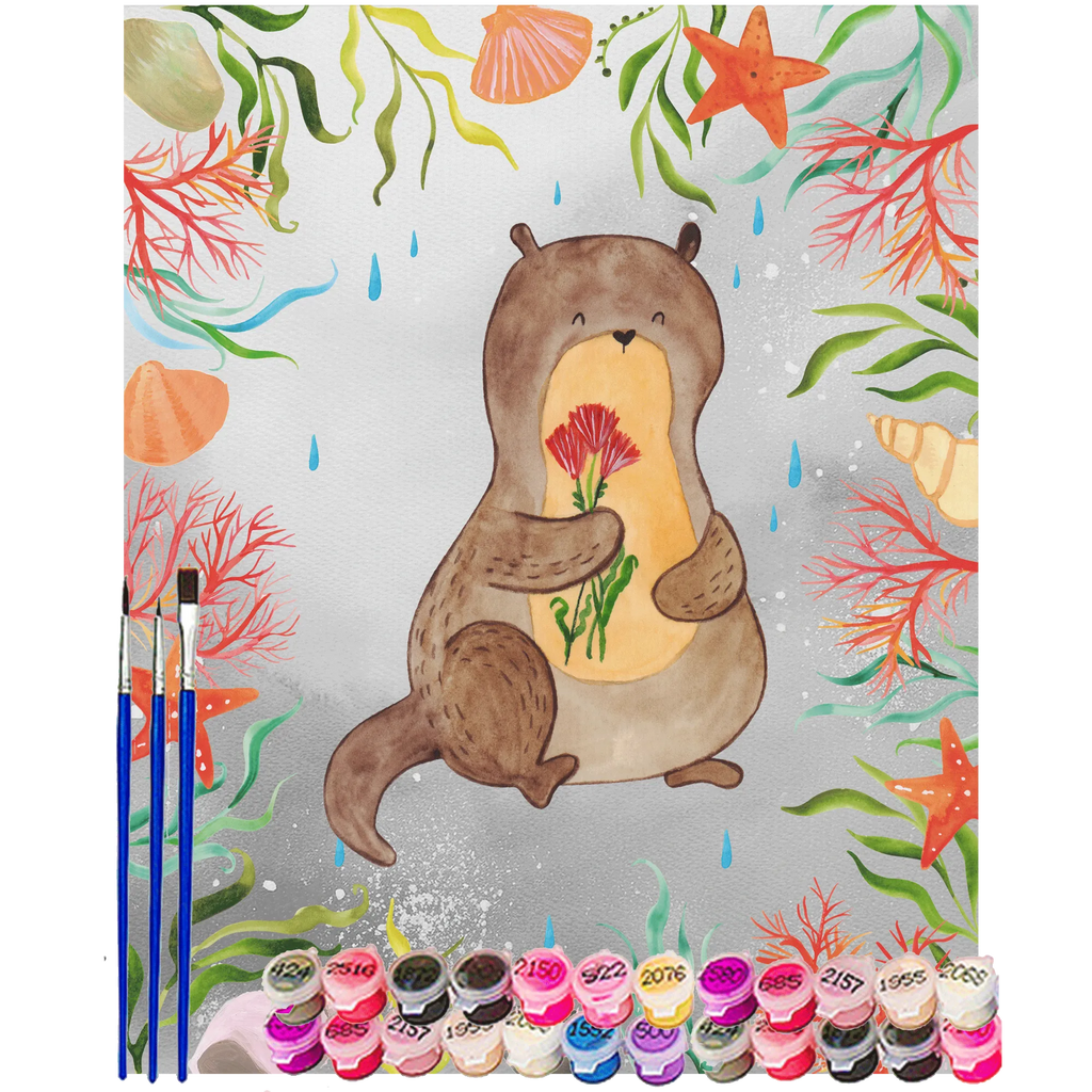 Paint by Numbers otter Bunch of flowers otter, marten, sea otter, European otter, water mammal, aquatic animal, baby otter, predator, water, otter gifts, animal lover, gift ideas for animal lovers, animal, mammal, water animal, gifts for people in love, Otter Sea Otter Lake Otter