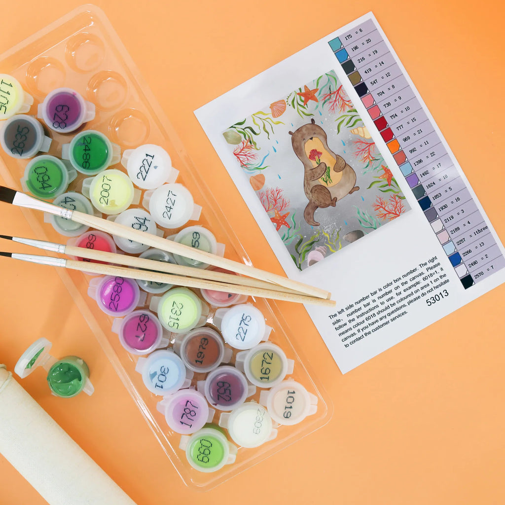 Paint by Numbers otter Bunch of flowers otter, marten, sea otter, European otter, water mammal, aquatic animal, baby otter, predator, water, otter gifts, animal lover, gift ideas for animal lovers, animal, mammal, water animal, gifts for people in love, Otter Sea Otter Lake Otter