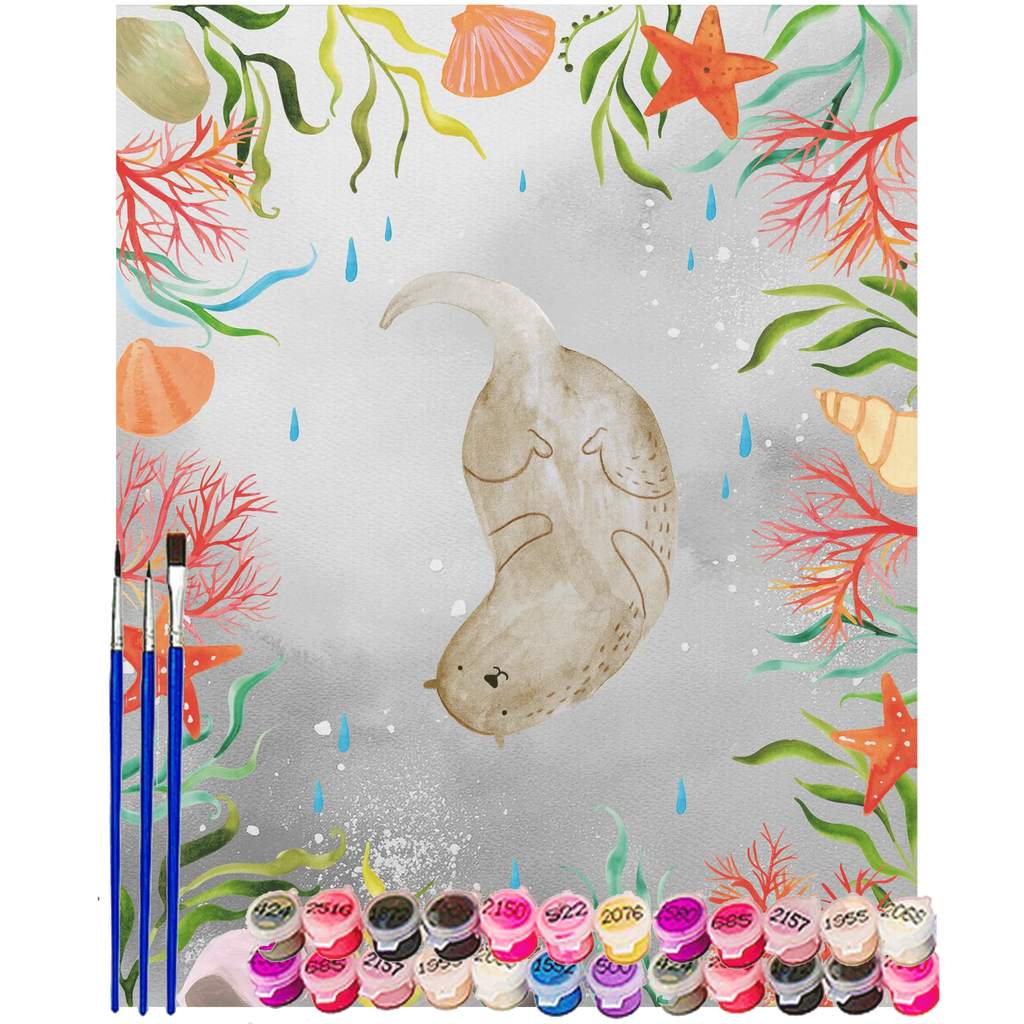 Paint by Numbers otter upside down otter, marten, sea otter, European otter, water mammal, aquatic animal, baby otter, predator, water, otter gifts, animal lover, gift ideas for animal lovers, animal, mammal, water animal, gifts for people in love, Otter Sea Otter Lake Otter