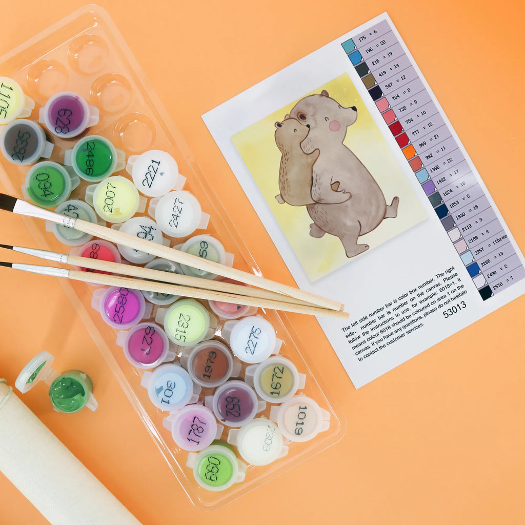 Malowanie według numerów Tata Niedźwiedź Rodzina, Dzień Ojca, Dzień Matki, brat, siostra, mama, tata, babcia, dziadek