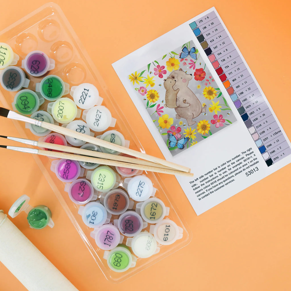 Malowanie według numerów Tata Niedźwiedź Rodzina, Dzień Ojca, Dzień Matki, brat, siostra, mama, tata, babcia, dziadek