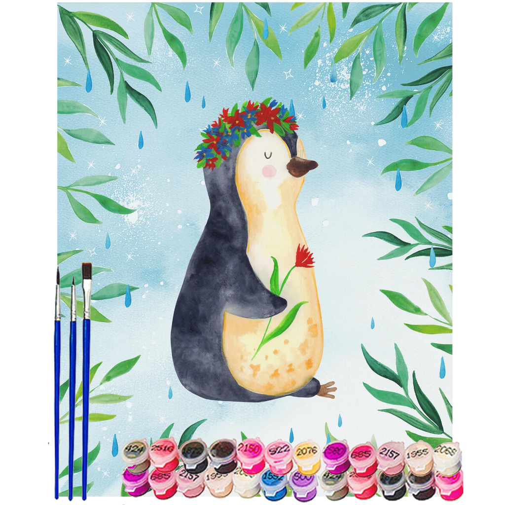 Paint by Numbers Penguin Flower Penguin, North Pole, Winter, Penguins, goals, wishes, lovesickness, penguins, wreath of flowers, goals in life, universe, life, love of life, motivation, gift idea