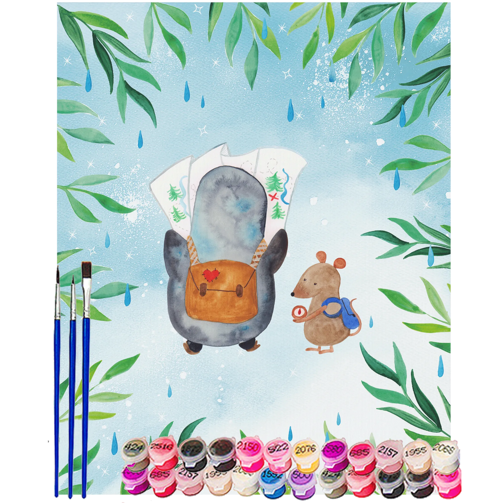 Paint by Numbers Penguin & Mouse Hiker Kunstwerk, Ausmalbild, Bastelidee, Malen, Malen nach Zahlen, Kreativität, Künstler, Baseln, DIY, Pinguin, wandern, Pinguine, Ausflug, Abenteurer, Abenteuer, Wanderlust, Roadtrip