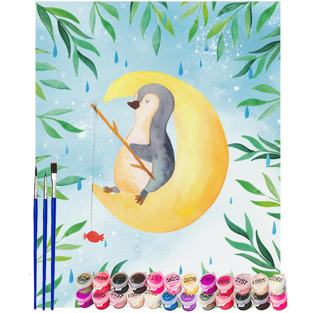 Paint by Numbers Penguin moon Penguin, North Pole, Winter, Penguins, sleep, guest room, falling asleep, night's rest, insomnia, saying, penguins, bedroom