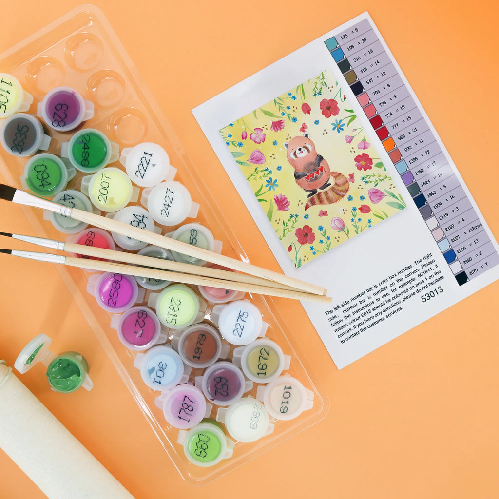 Paint by Numbers red panda Bastelidee, Baseln, Ausmalbild, DIY, Malen, Künstler, Kreativität, Malen nach Zahlen, Kunstwerk, Tiermotive, Gute Laune, lustige Sprüche, Tiere, Liebling, Rot, Herz, Liebe, Lieblingsmensch, Panda