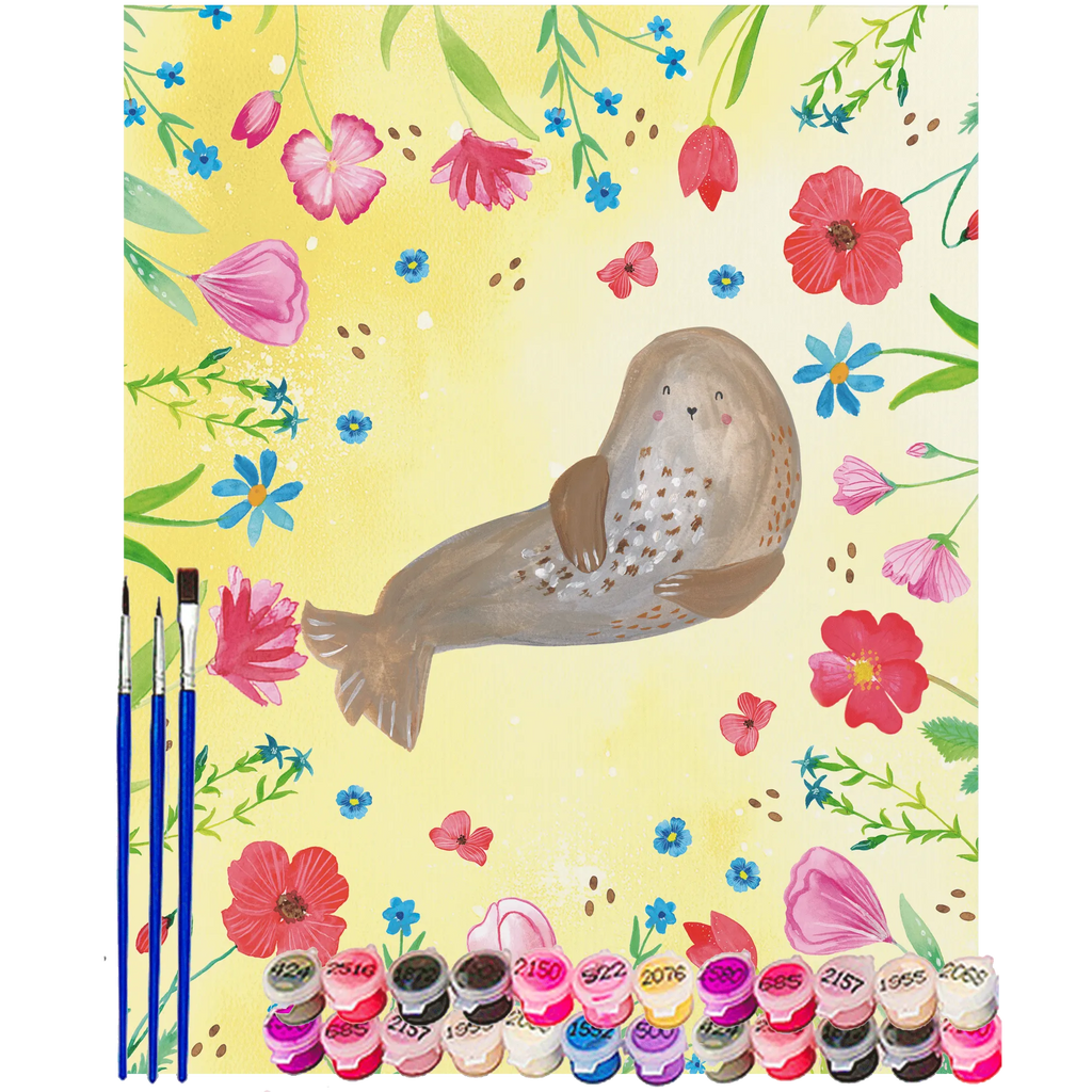 Paint by Numbers seal Laugh small animals, cute, funny, cute animal motives, hand drawn, small world, funny sayings, good mood, happy, gifts, gift ideas, special gifts, animal lover, card, Seal, Baltic Sea, Beach, Seals, Sea animal, North Sea