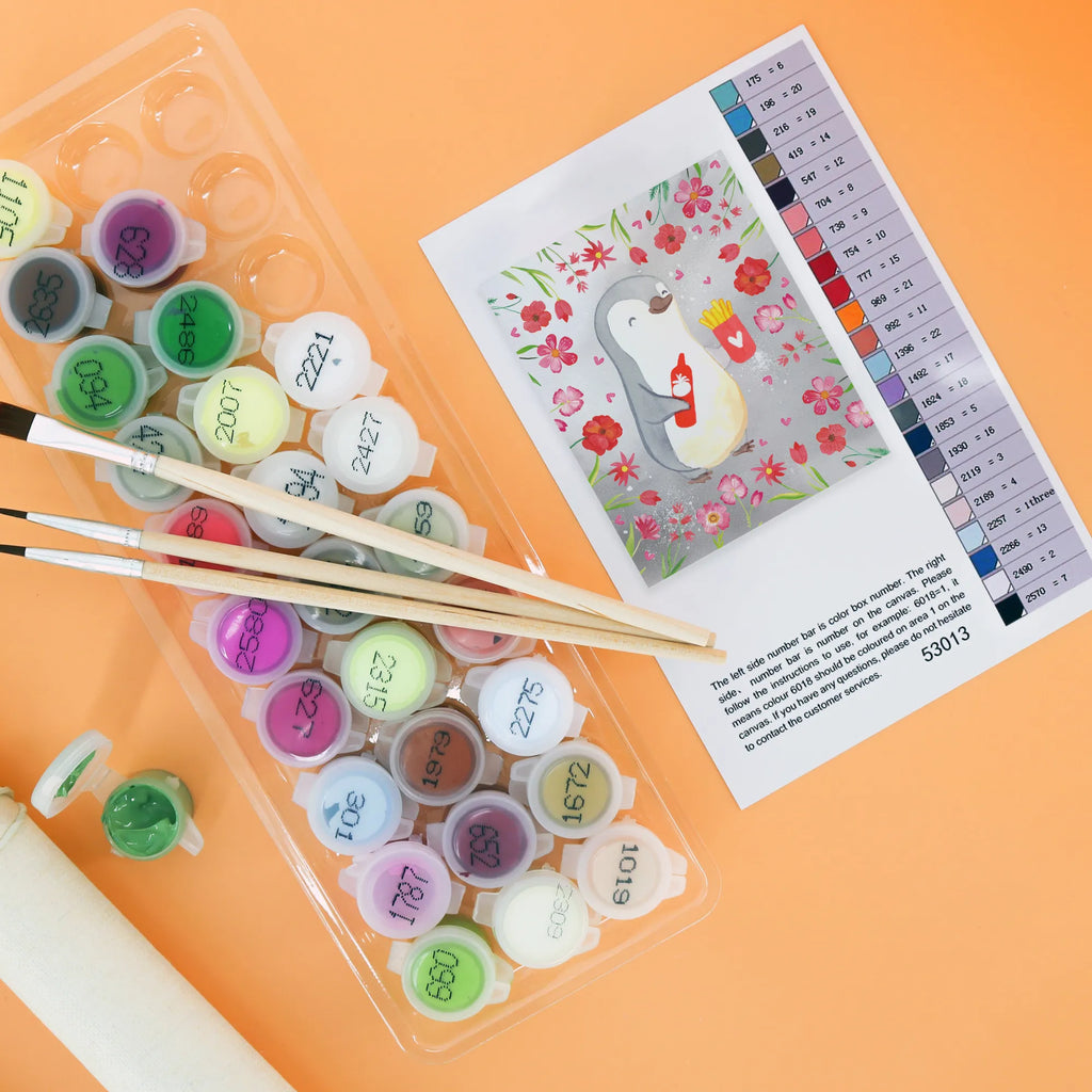 Paint by Numbers penguin French fries Love, Loving, Two, Together, Marriage, Engagement, Proposal of marriage, Love gift, gift for her, gift for him, anniversary gift, Valentine&#39;s Day Gift for Women Love Gift Anniversary Wedding Anniversary Party Favor Gift for Girlfriend Gift for Partner Boyfriend Gift Token of Love for Men for Husband