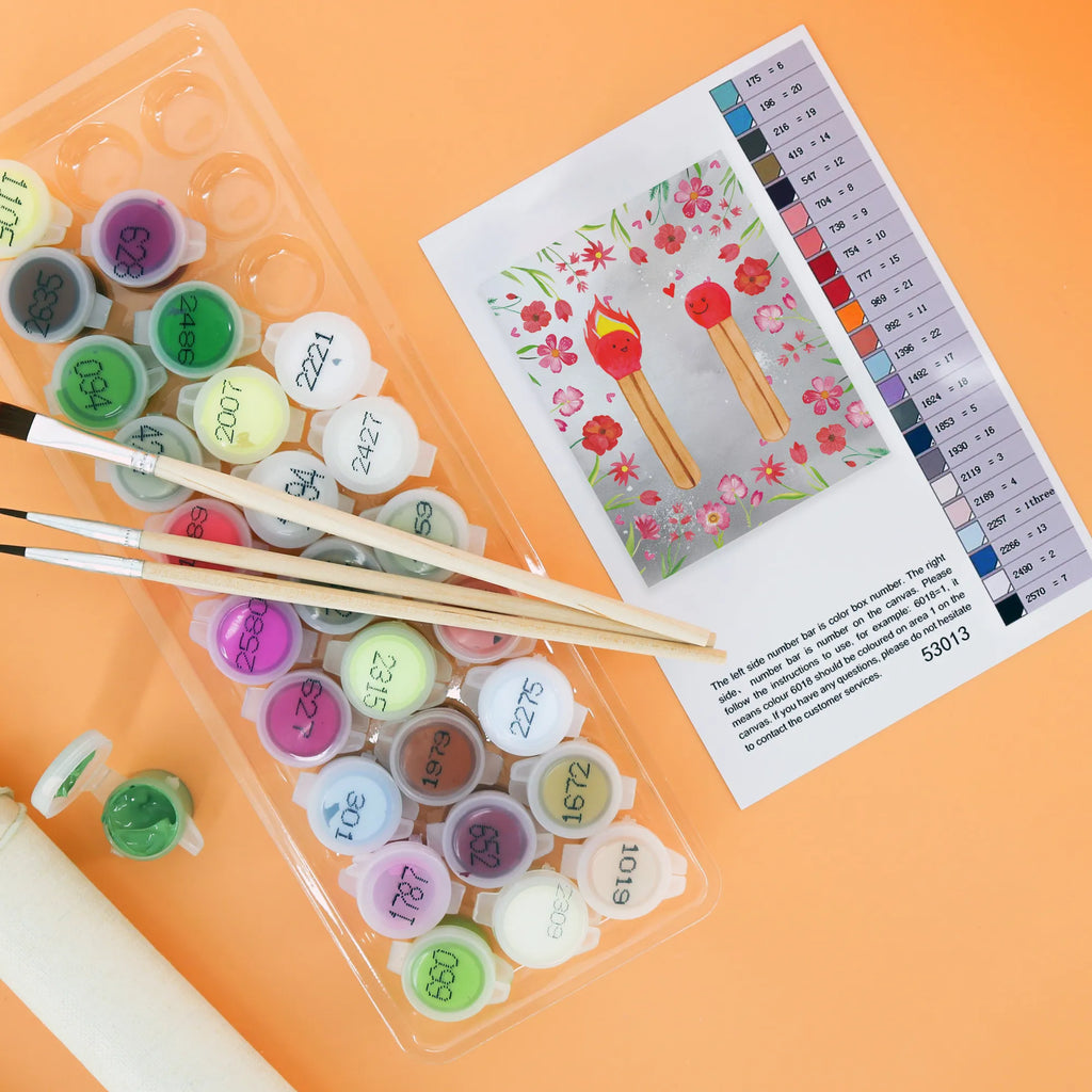 Paint by Numbers Matches Malen, DIY, Künstler, Ausmalbild, Baseln, Bastelidee, Kunstwerk, Malen nach Zahlen, Kreativität, Liebe, Partner, Freund, Freundin, Ehemann, Ehefrau, Heiraten, Verlobung, Heiratsantrag, Liebesgeschenk, Jahrestag, Hocheitstag, Streichhölzer