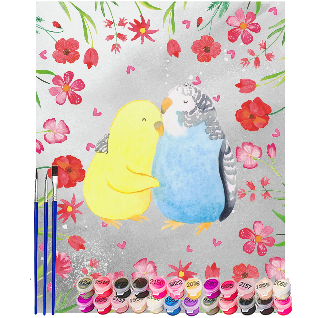 Paint by Numbers Parakeets in love Malen nach Zahlen, Bastelidee, Kreativität, Ausmalbild, Baseln, Kunstwerk, DIY, Künstler, Malen, Liebe, Partner, Freund, Freundin, Ehemann, Ehefrau, Heiraten, Verlobung, Heiratsantrag, Liebesgeschenk, Jahrestag, Hocheitstag, Nähe, Vögel, Kuscheln, Vertrauen, Wellensittich