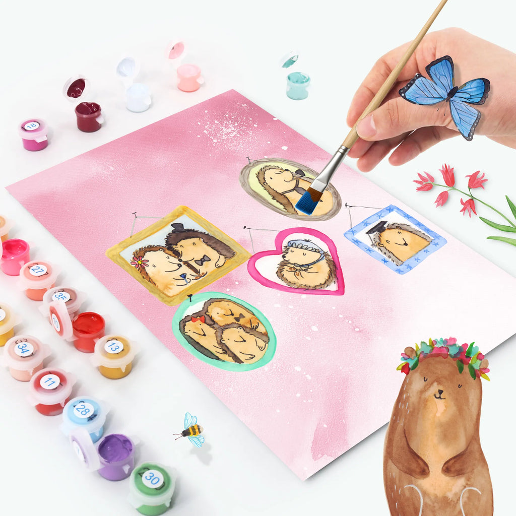 Malowanie według numerów Rodzina jeży Rodzina, Dzień Ojca, Dzień Matki, brat, siostra, mama, tata, babcia, dziadek