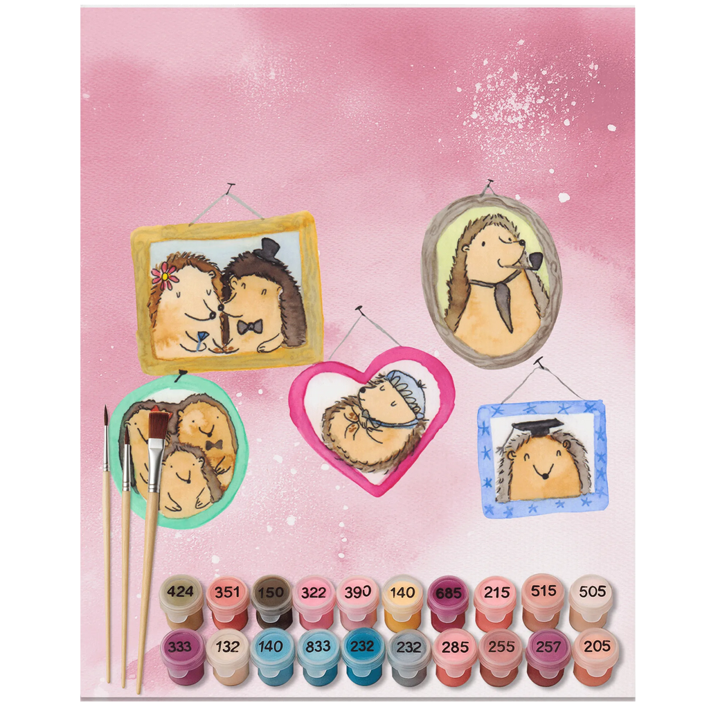 Malowanie według numerów Rodzina jeży Rodzina, Dzień Ojca, Dzień Matki, brat, siostra, mama, tata, babcia, dziadek