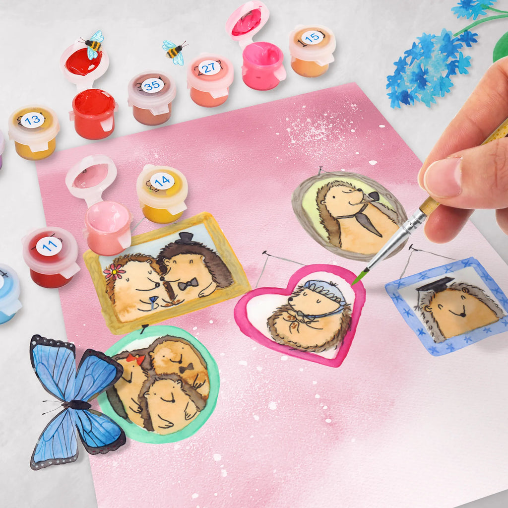 Malowanie według numerów Rodzina jeży Rodzina, Dzień Ojca, Dzień Matki, brat, siostra, mama, tata, babcia, dziadek