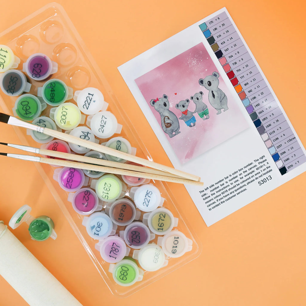 Malowanie według numerów Rodzina koali dwa Rodzina, Dzień Ojca, Dzień Matki, brat, siostra, mama, tata, babcia, dziadek