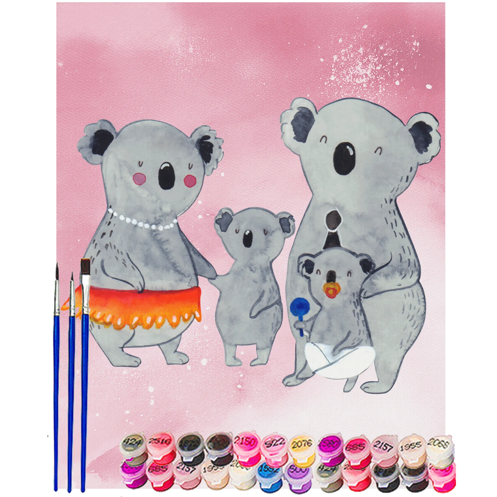 Malowanie według numerów Rodzina koali Rodzina, Dzień Ojca, Dzień Matki, brat, siostra, mama, tata, babcia, dziadek