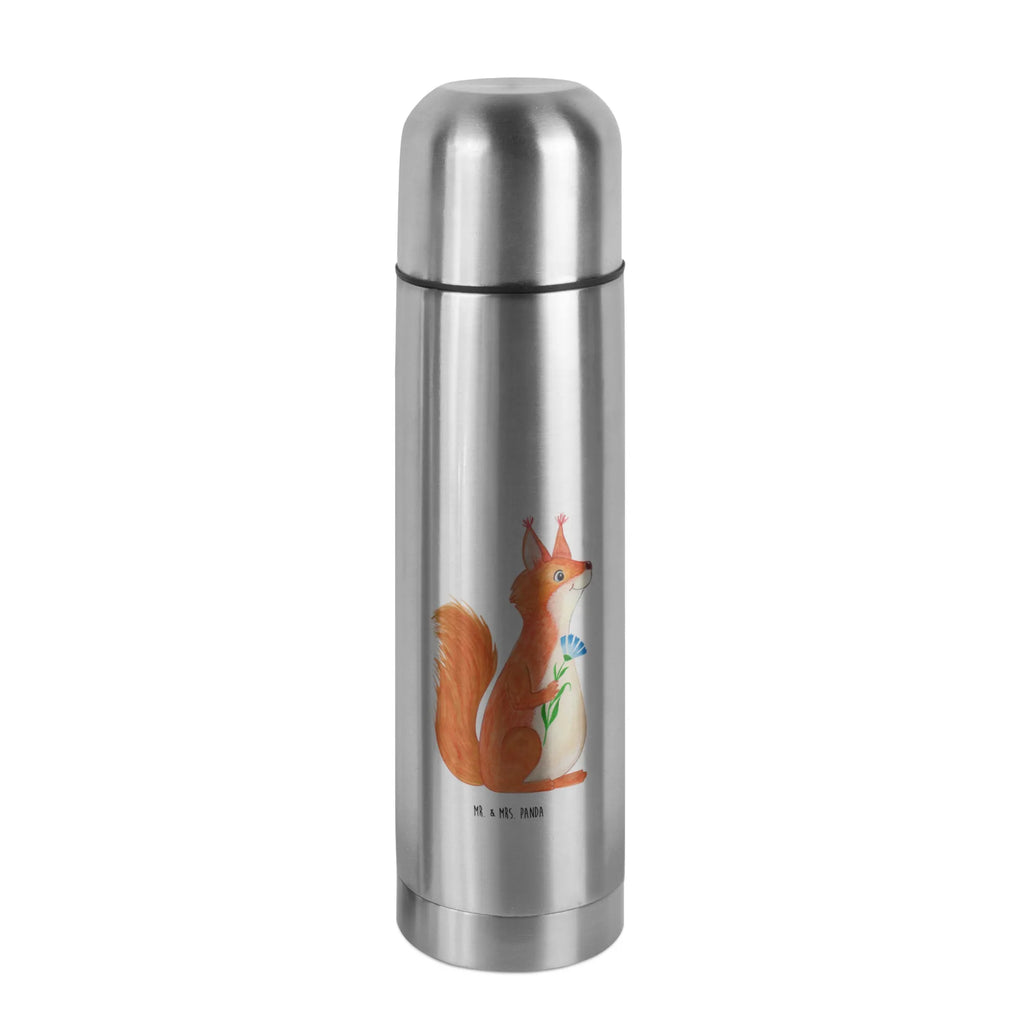 Thermos Flask Squirrel flower Thermoskanne, Tiermotive, Gute Laune, lustige Sprüche, Tiere, Motivation Sprüche, Spruch Deko, Spruch positiv, Eichhorn, Lachen, Spaß, glücklich Spruch, Eichhörnchen, Motivation Bilder