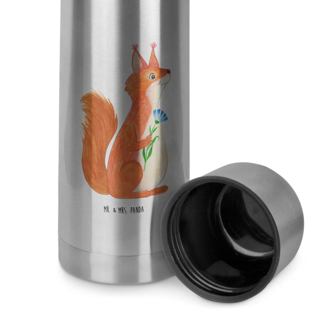 Thermos Flask Squirrel flower Thermoskanne, Tiermotive, Gute Laune, lustige Sprüche, Tiere, Motivation Sprüche, Spruch Deko, Spruch positiv, Eichhorn, Lachen, Spaß, glücklich Spruch, Eichhörnchen, Motivation Bilder