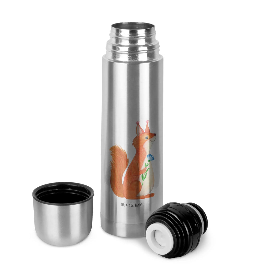 Thermos Flask Squirrel flower Thermoskanne, Tiermotive, Gute Laune, lustige Sprüche, Tiere, Motivation Sprüche, Spruch Deko, Spruch positiv, Eichhorn, Lachen, Spaß, glücklich Spruch, Eichhörnchen, Motivation Bilder