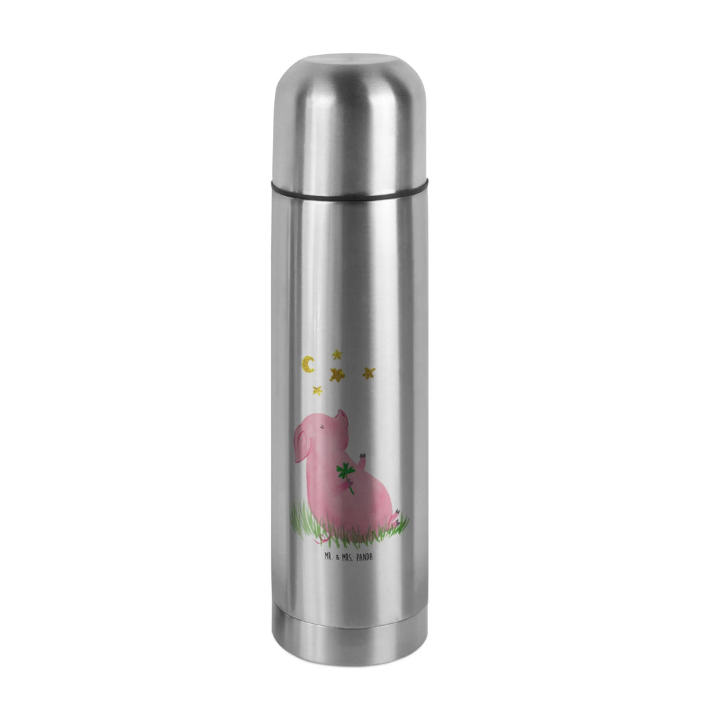 Thermos Flask Pig Luck Thermoskanne, Tiermotive, Gute Laune, lustige Sprüche, Tiere, Sterne, Träume, Schwein, Motivation, Glücksschwein. Glück, Sernchen, Schweinchen, Glücksbringer, Ziele
